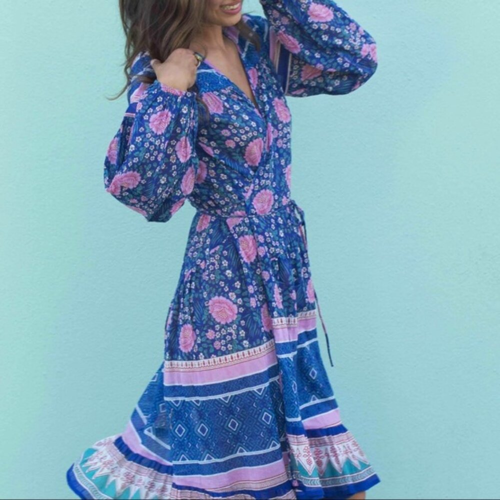 Blue Boheme Jasmine Cotton Wrap Dress